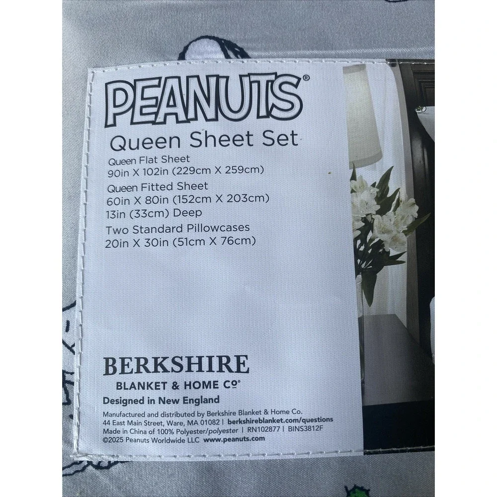 NEW! Peanuts Halloween QUEEN Sheet 4pc Set Grey Snoopy Woodstock Cowboy Pumpkin